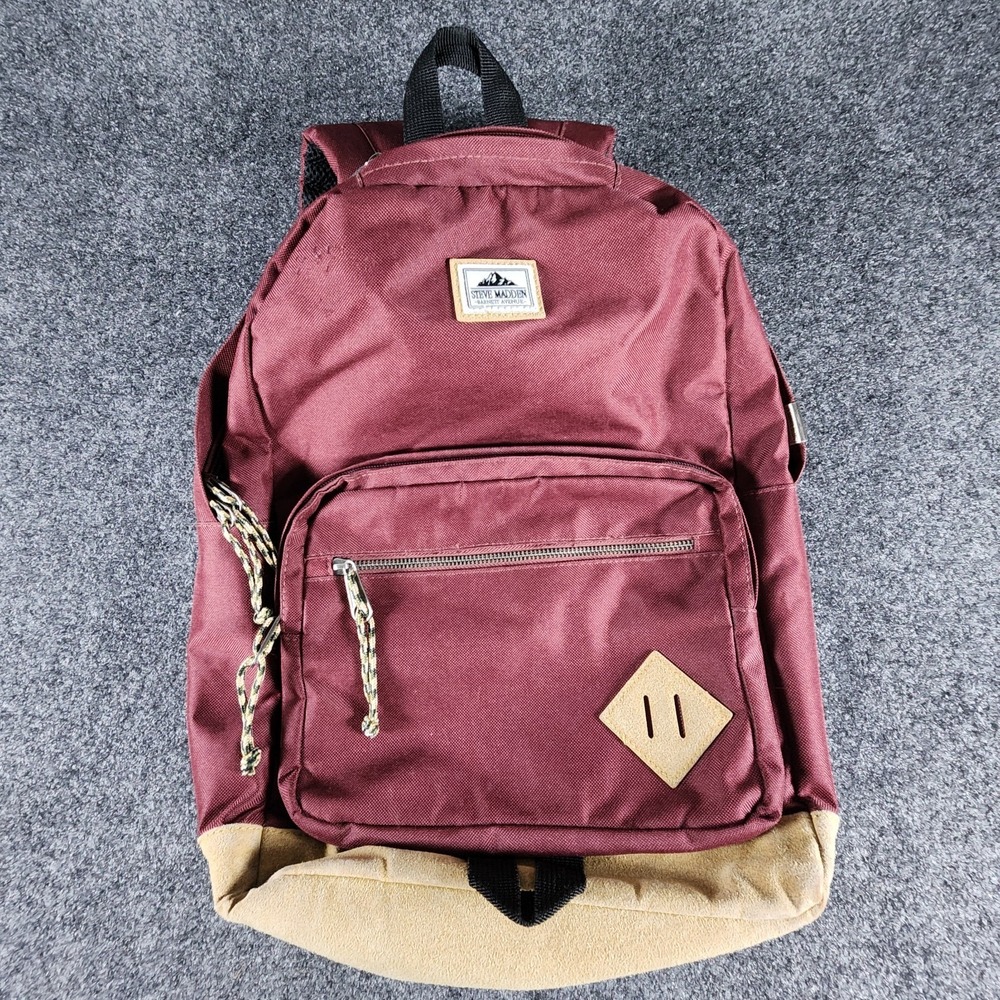 Steve Madden Classic Sport Backpack Oxblood Burgundy‎ Tan Base School Travel